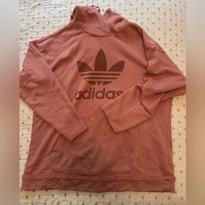Adidas Women’s Large Oversized Pink and Maroon Hoodie Sweater
